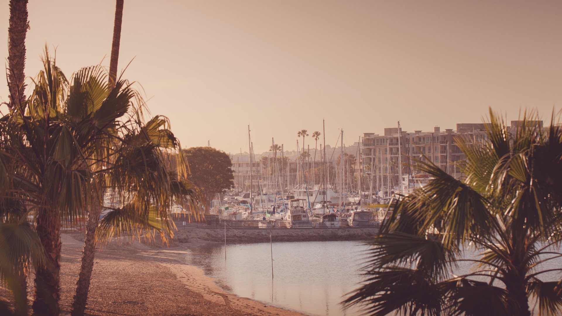 Marina condos at sunset in Los Angeles